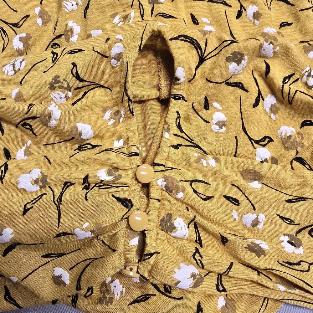 Worthington Womens Floral Blouse Sleeveless Large Golden Color - Picture 6 of 7